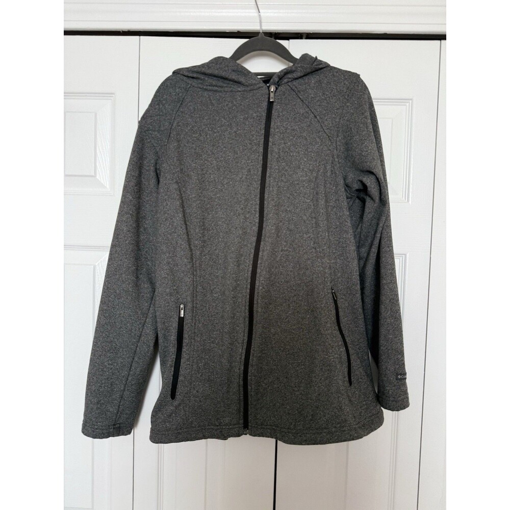 Columbia Women’s Heather Charcoal Gray Full Zip Fleece Hooded Jacket Large